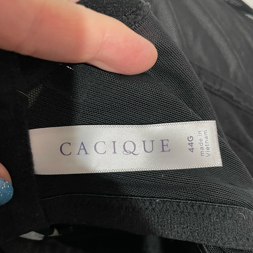 NWOT CACIQUE Unlined Balconette Underwire Bra Black Floral Eyelash Lace 44G - Picture 9 of 10